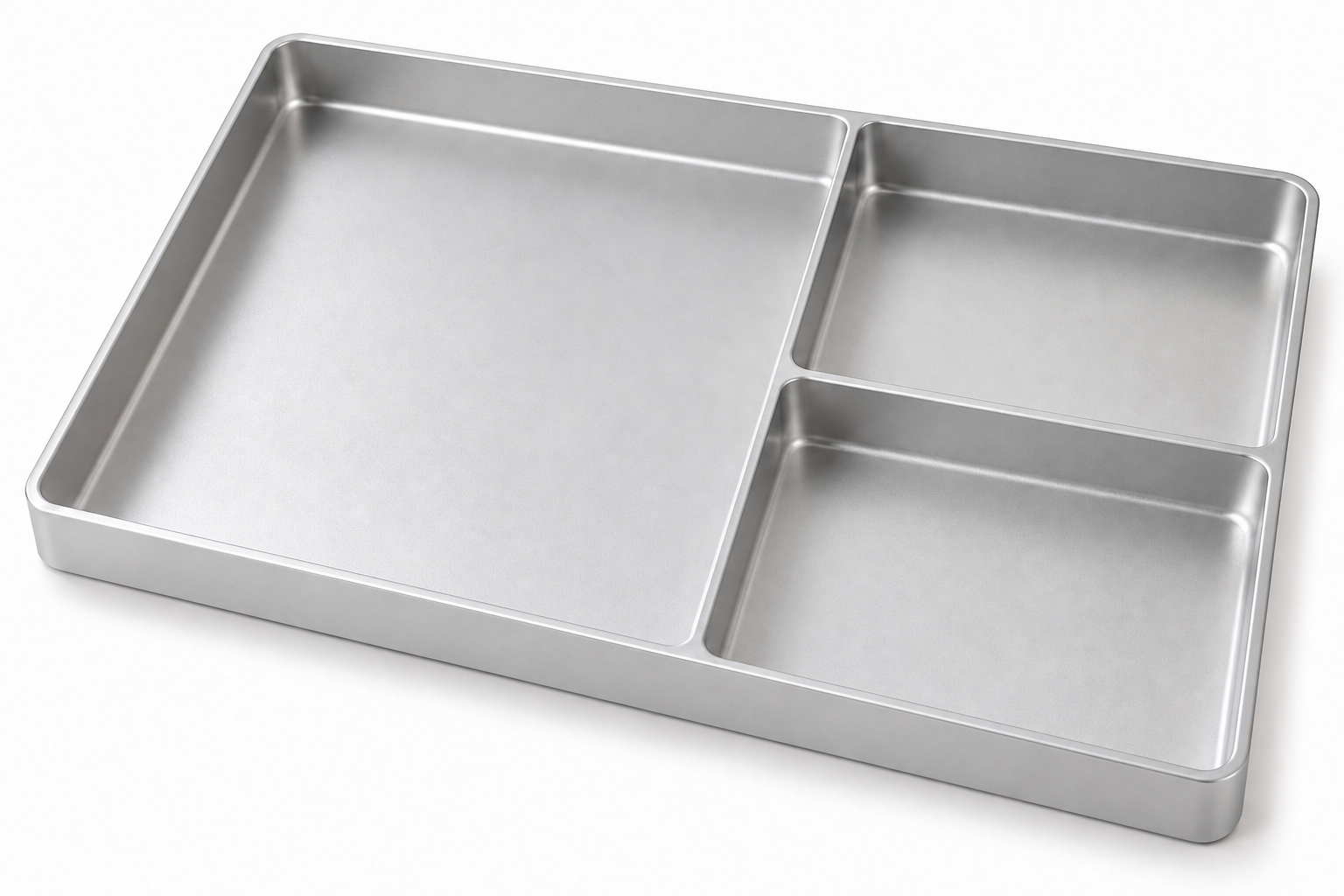 Large Three Compartment Tray in Natural Silver product image — concept visualization