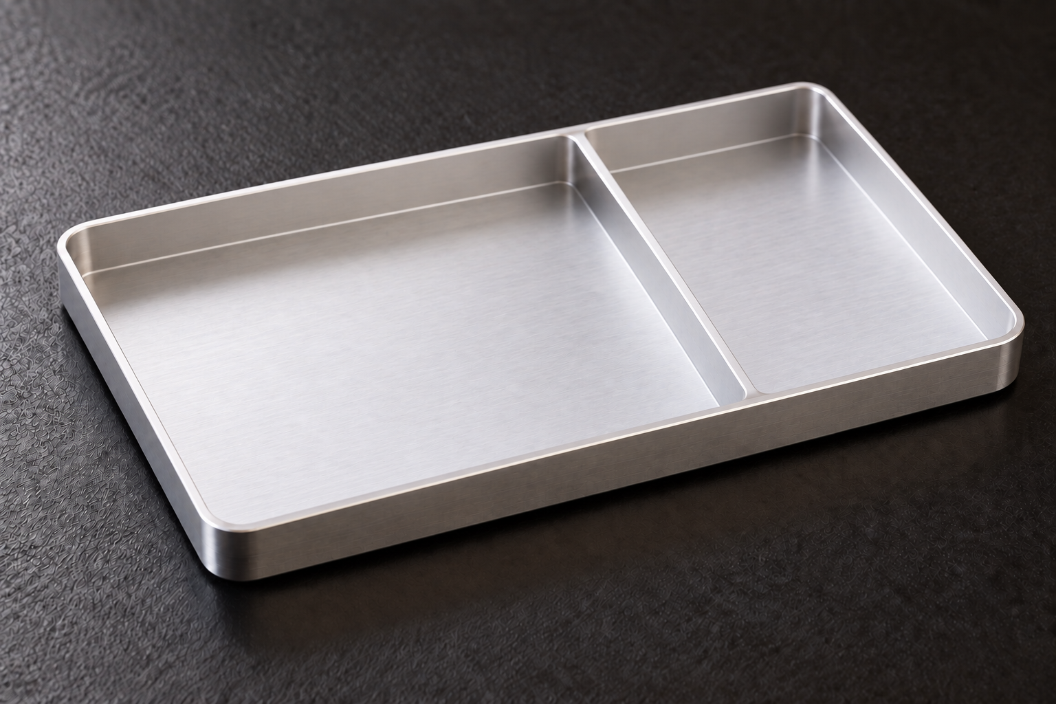 Two Compartment Desk Tray in Natural Silver product image — concept visualization